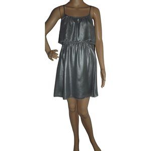 Ali & Kris Medium Silver Metallic Elastic Waist Cami Dress sleeveless blouson m